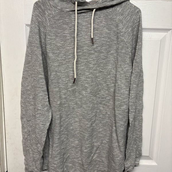 Outpost Makers Hooded Sweater Size XL Gray Marled Knit Pullover