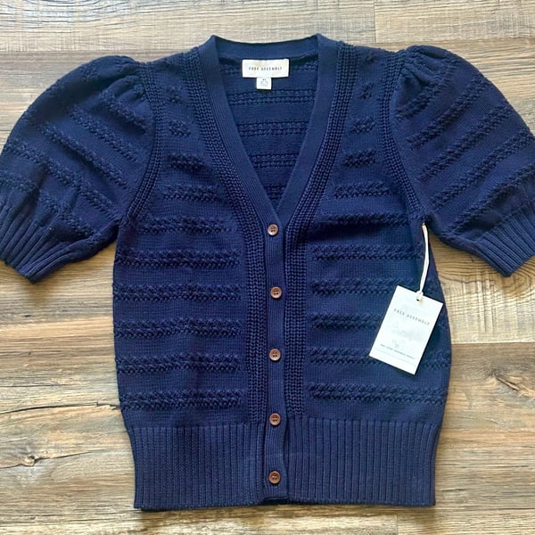 Free Assembly Puff Sleeve Cardigan Size XS Blue