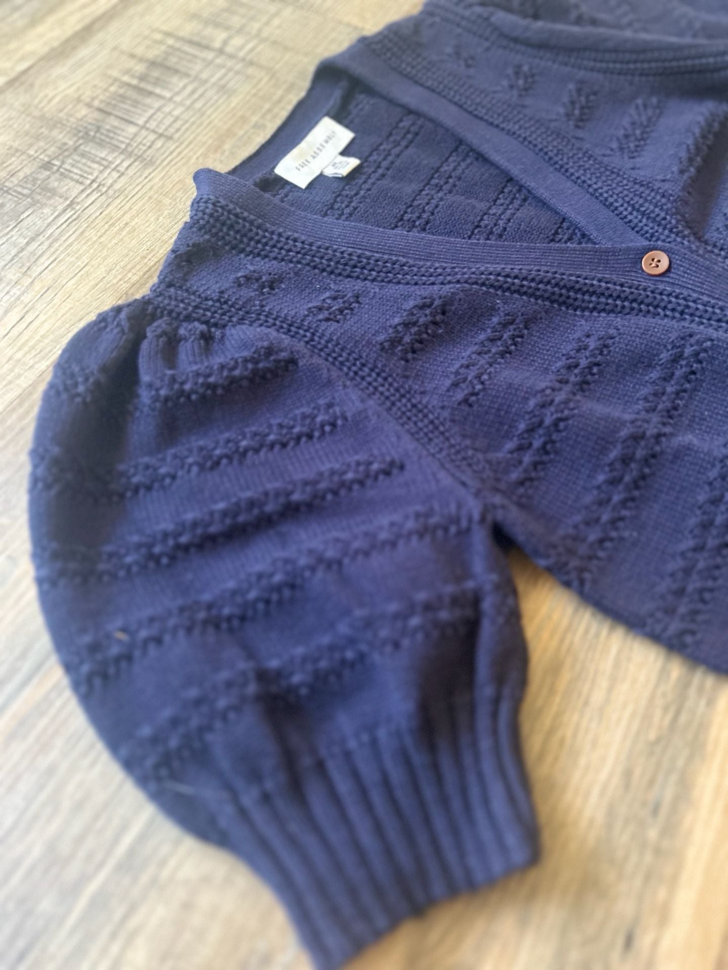 Free Assembly Puff Sleeve Cardigan Size XS Blue 4