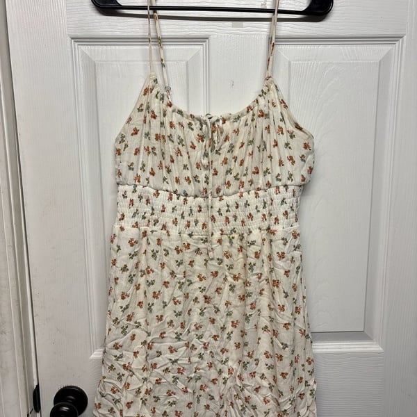 Wild Jasmine Floral Mini Dress Size 1XL Viscose Smocked Tie Front Cami