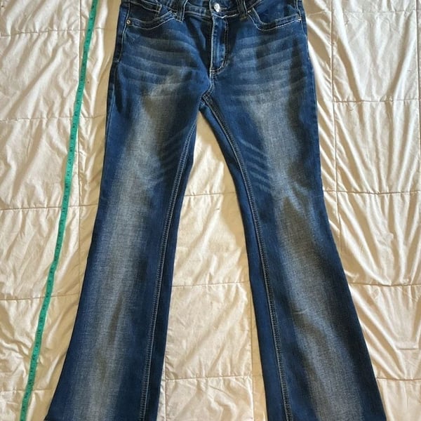 Telpatia Bootcut Jeans Size EUR 42 Rhinestone Cross Back Pockets Y2K