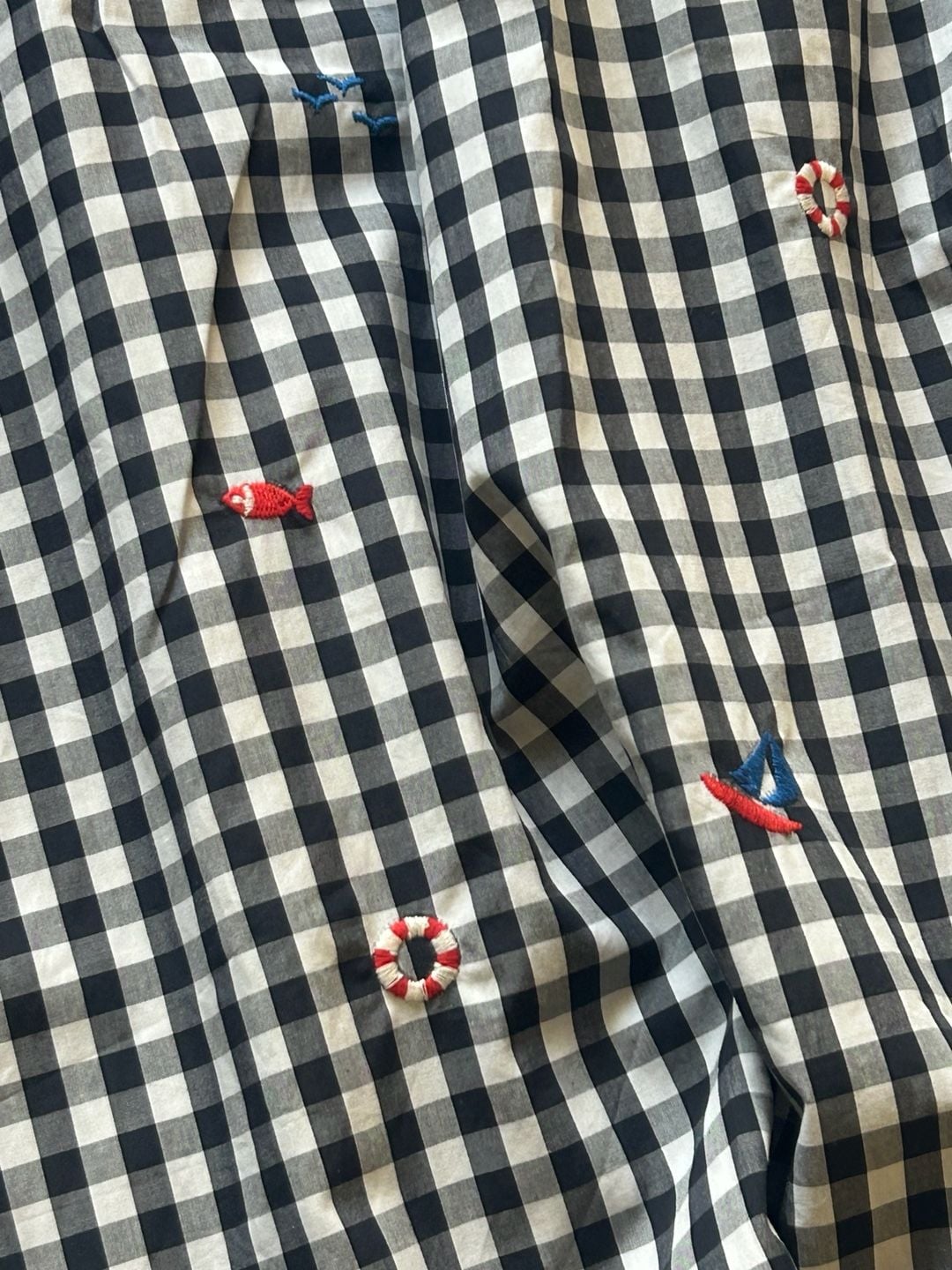 Free Assembly Embroidered Gingham Midi Skirt Size 16 Black White Nautical 4