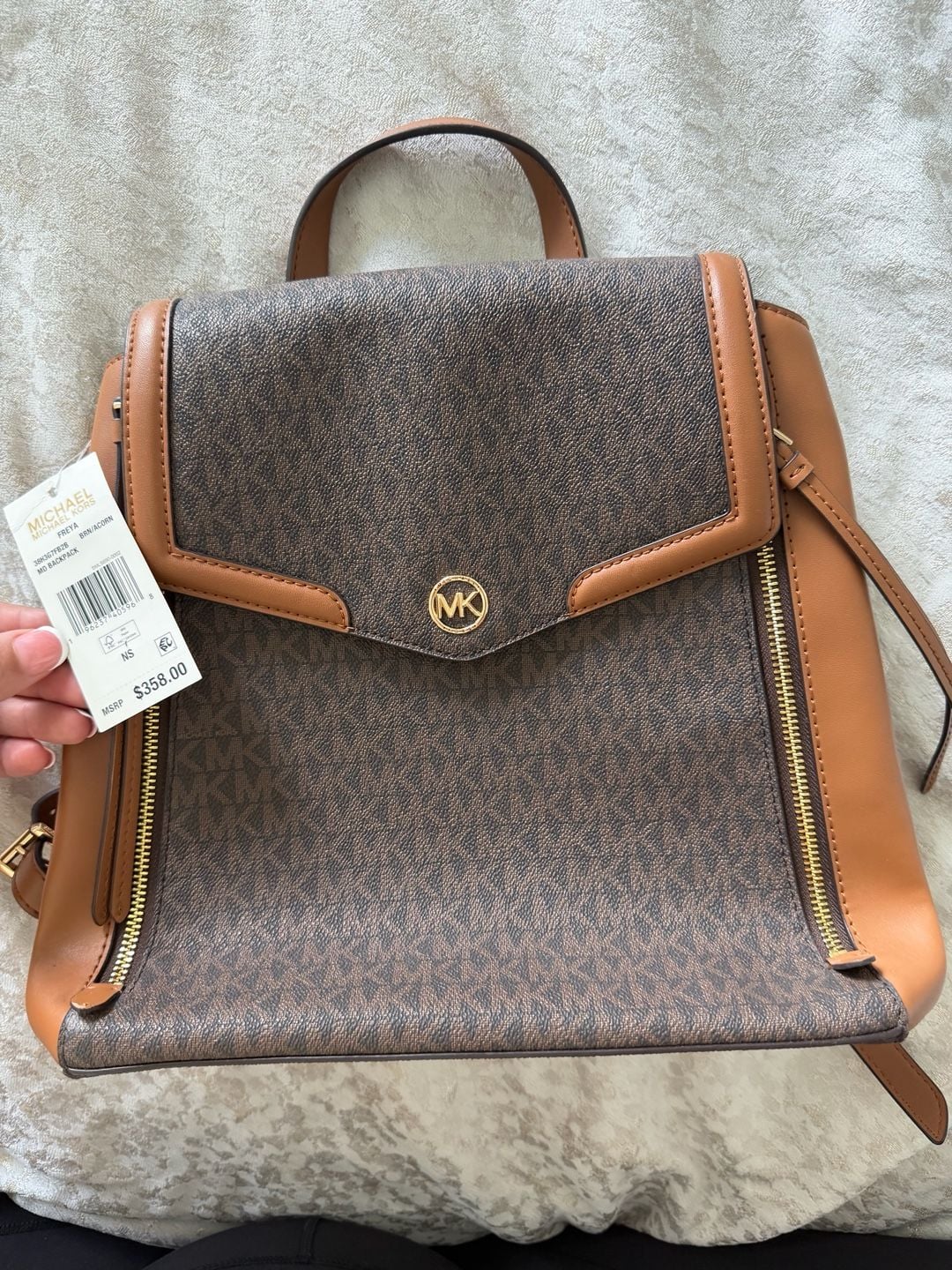 Michael Kors Freya Medium Backpack Brown Acorn Logo 2