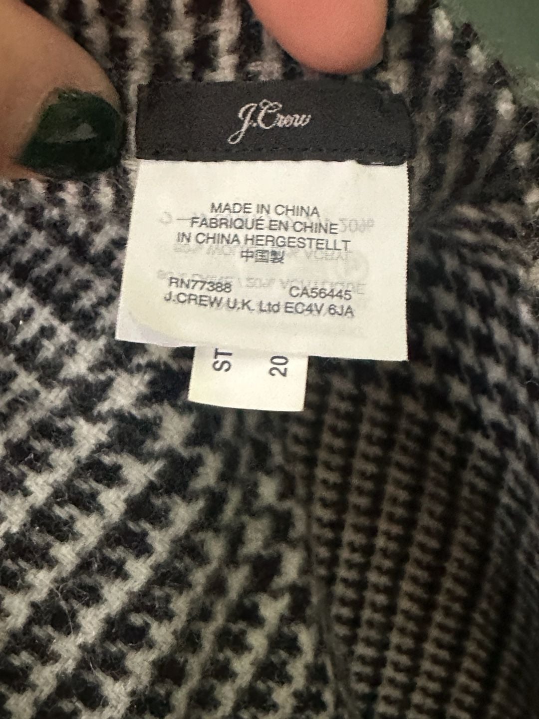 J.Crew Black and White Houndstooth Scarf Cape in Wool 4