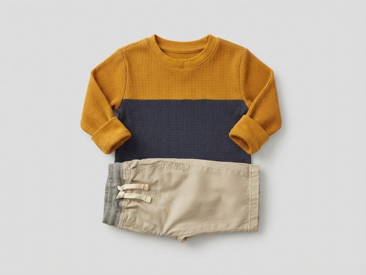 Boys Long Sleeve Colorblock Thermal Top - BROWN 18M 1