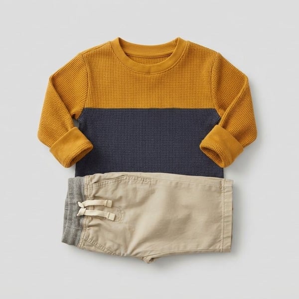 Boys Long Sleeve Colorblock Thermal Top - BROWN 18M