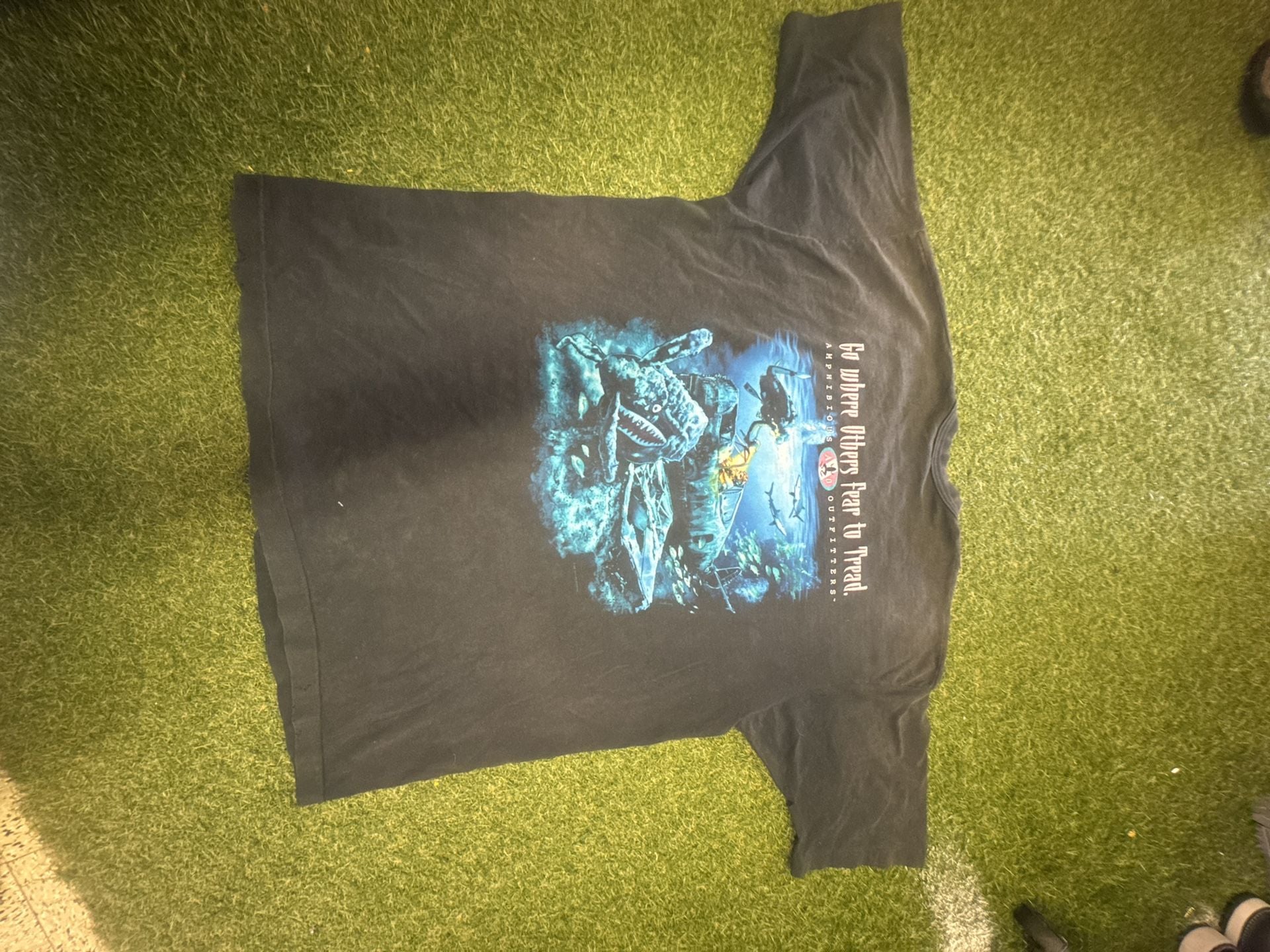 Fruit of the Loom Amphibious Outfitters T-Shirt XXL Black Scuba Diving Graphic 2