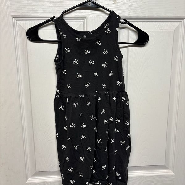 HM Dress Size 6X/7 Black White Bows Cotton Tank Sundress