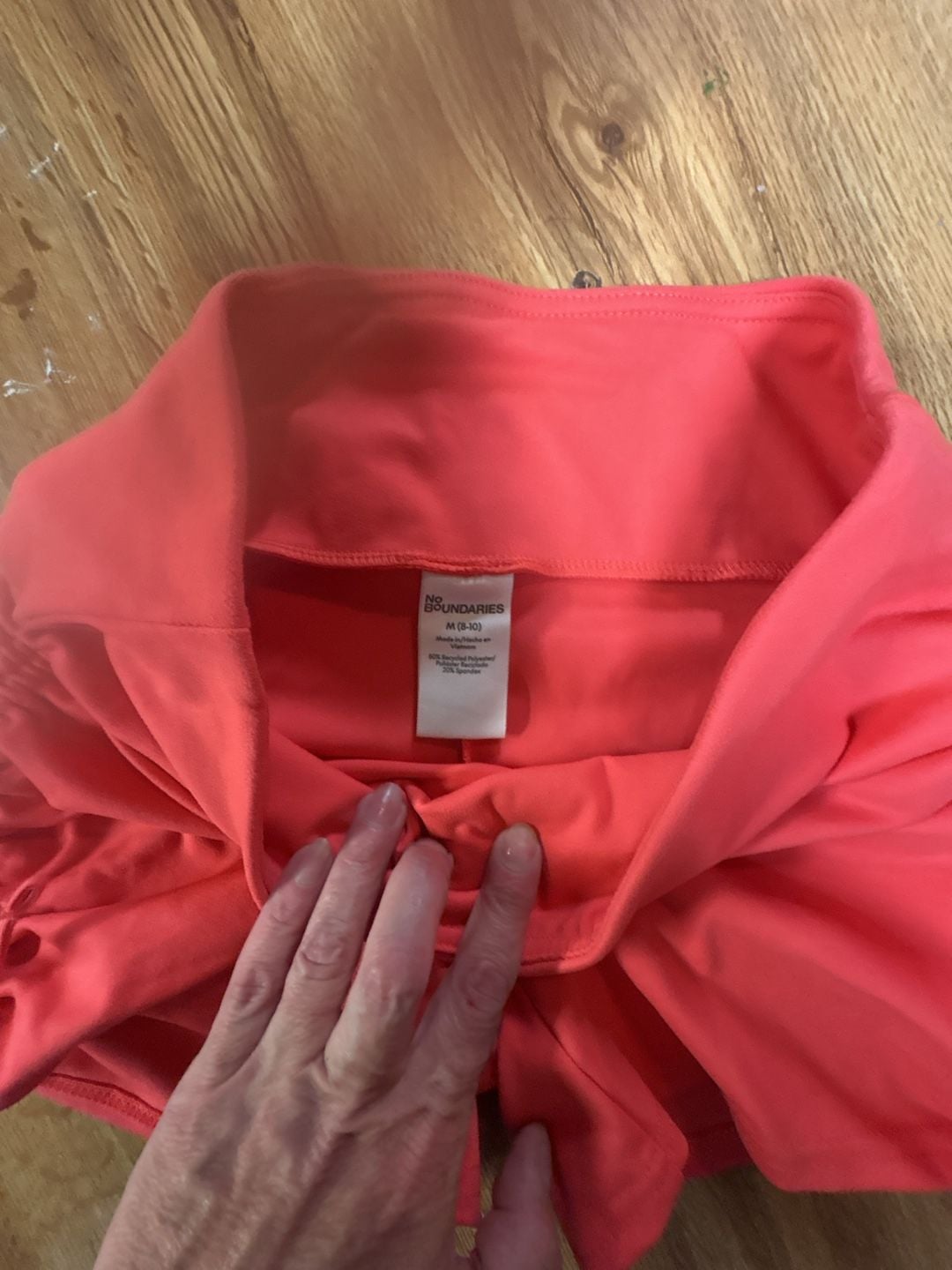 No Boundaries Side Cinched Shorts Size M 8-10 Coral Pink Ruched Drawstring 3