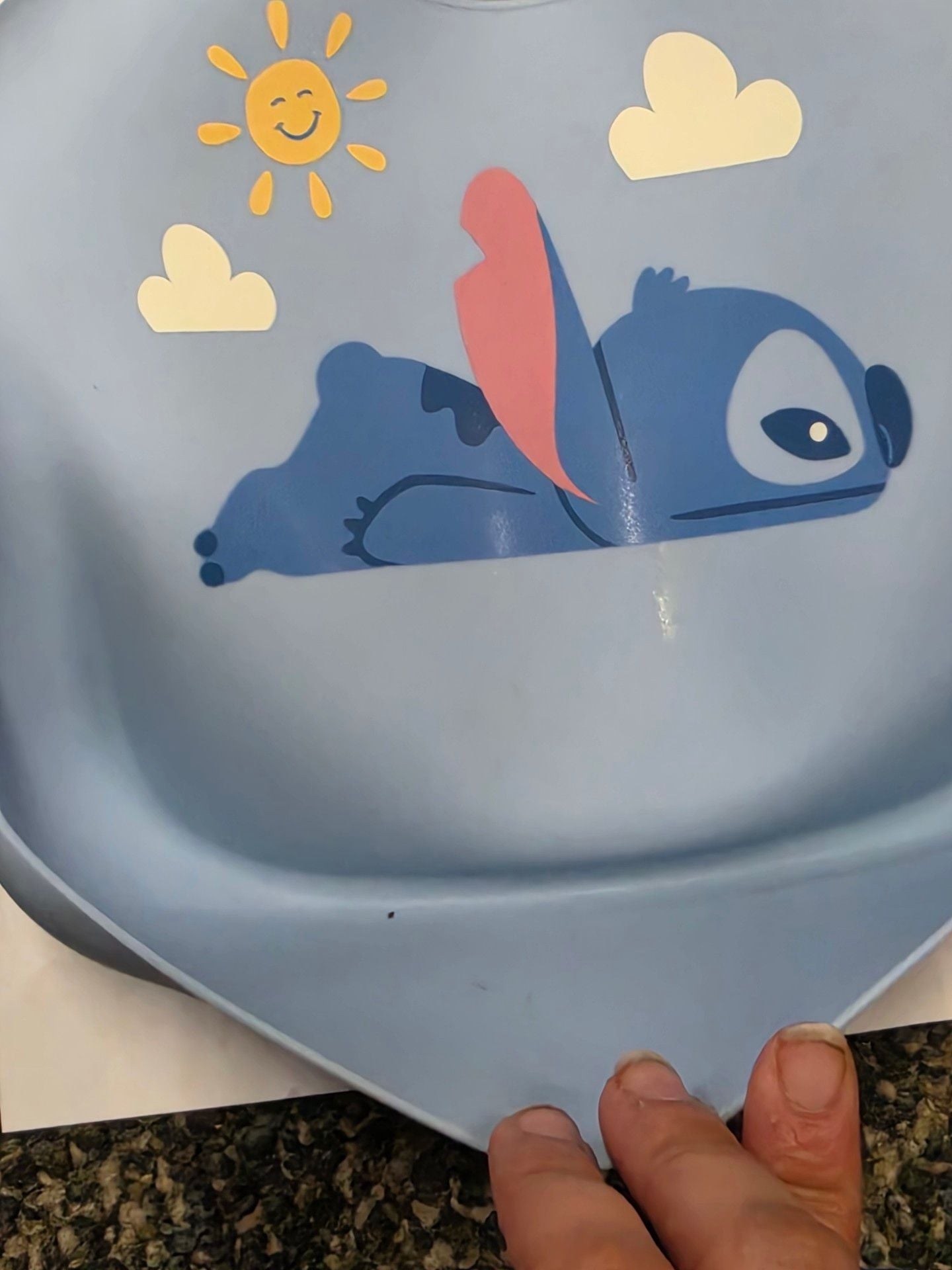 Disney Stitch Silicone Baby Bib Just Chillin Blue 3