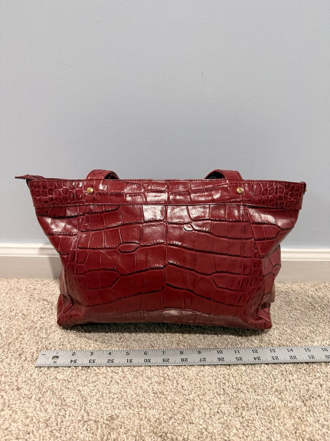 Lauren Ralph Lauren Burgundy Crocodile Embossed Bag 2