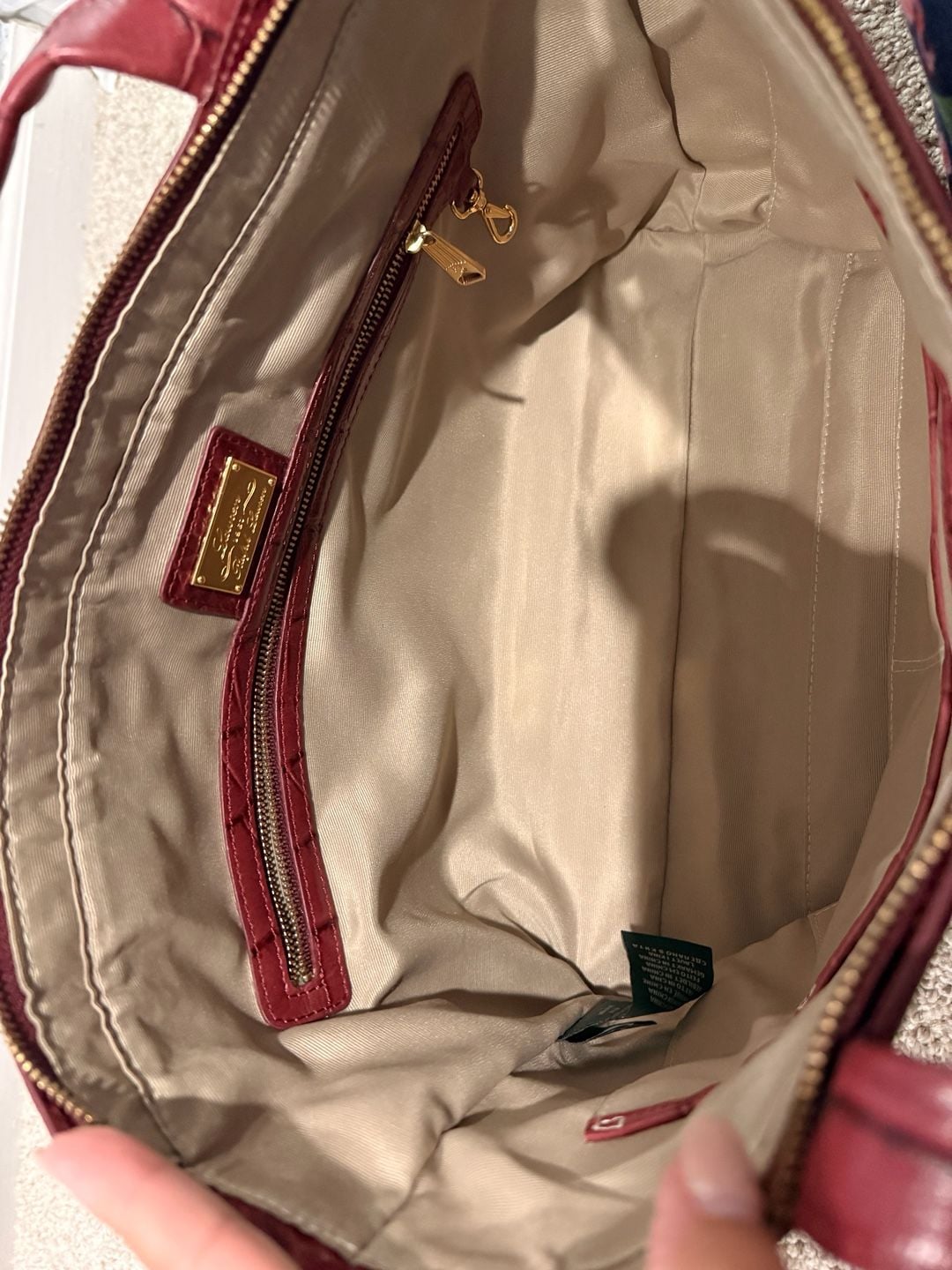 Lauren Ralph Lauren Burgundy Crocodile Embossed Bag 8