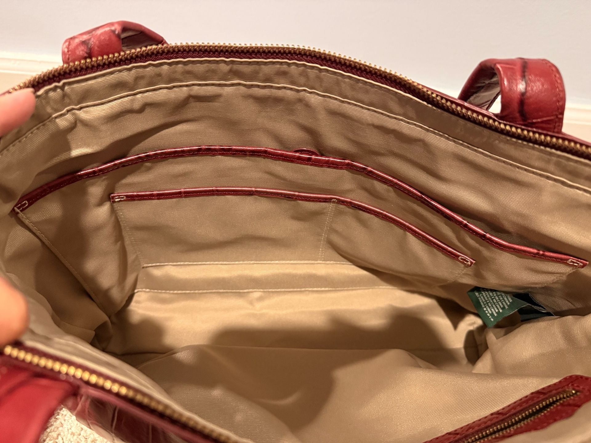 Lauren Ralph Lauren Burgundy Crocodile Embossed Bag 9