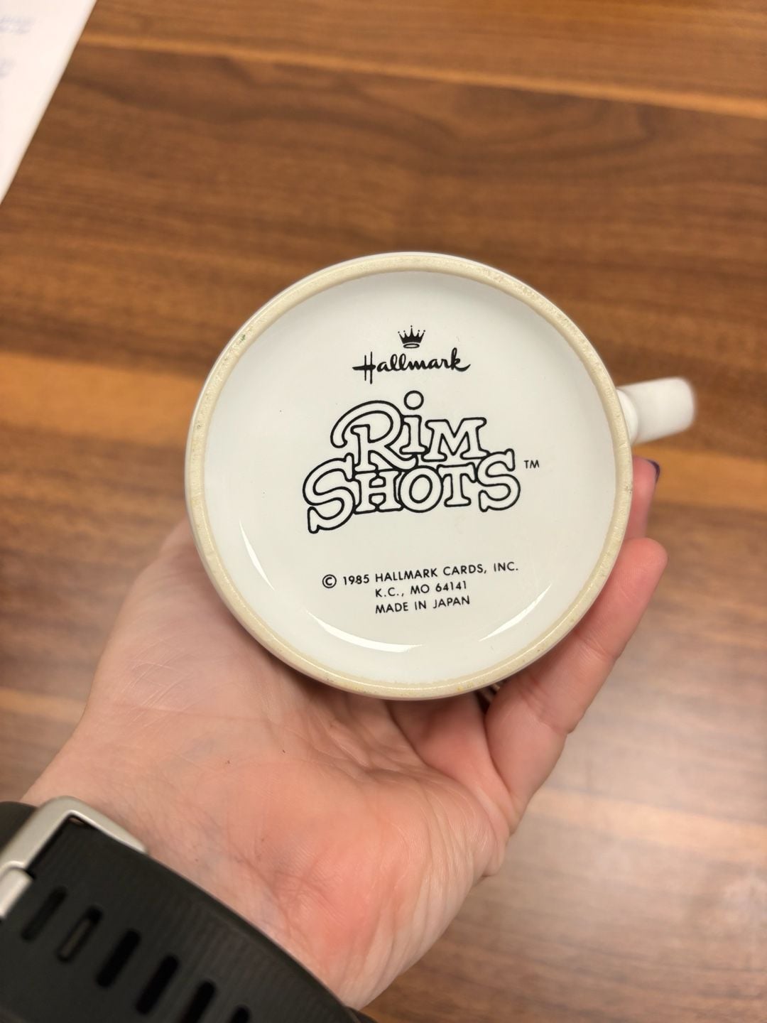 Vintage 1985 Hallmark Rim Shots Give Me Strength Mouse Weightlifting Mug 3