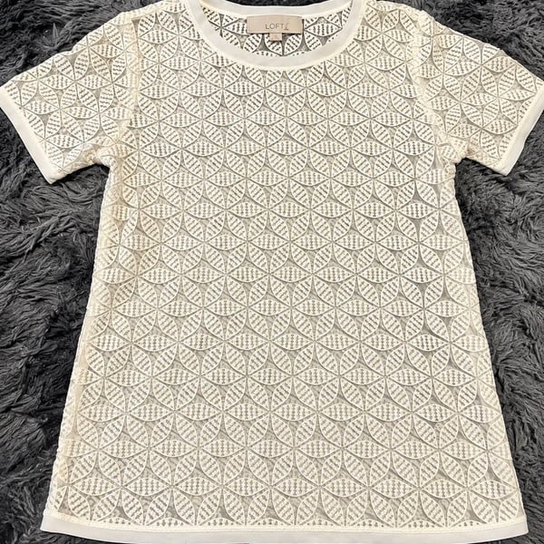 LOFT Ann Taylor White Sheer Floral Lace Short Sleeve Tee Top