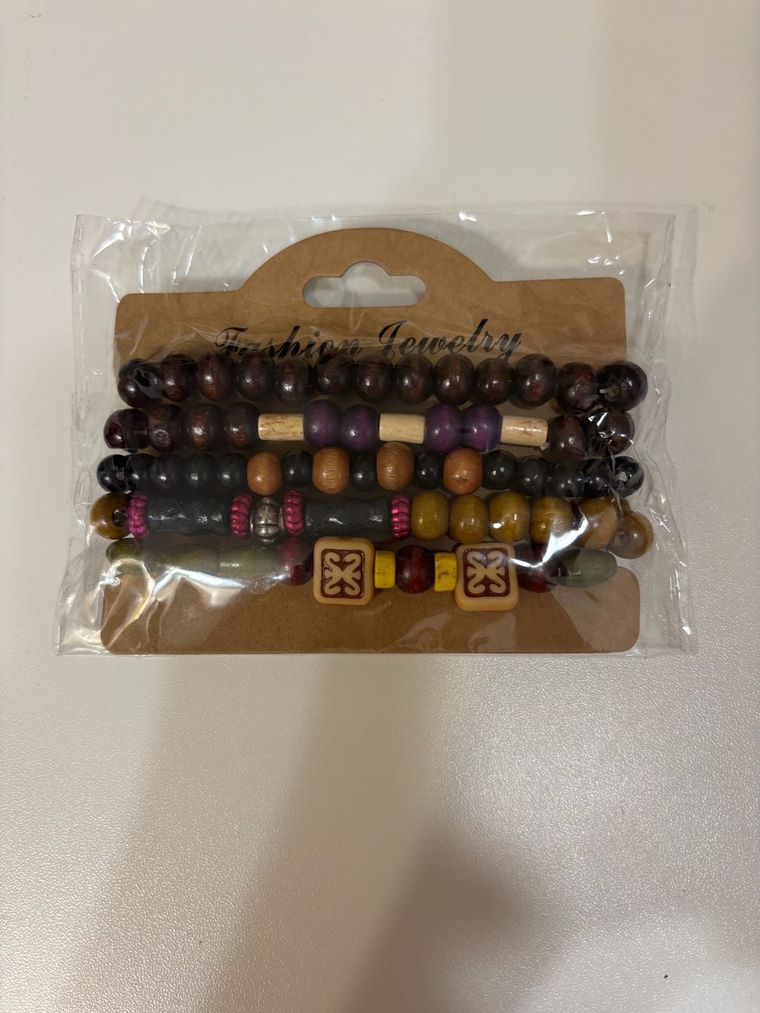Fashion Jewelry Wooden Beaded Stack Bracelet Set of 5 1