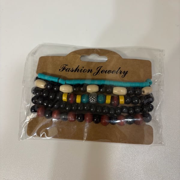 Fashion Jewelry Wood Bead Stackable Bracelet Set