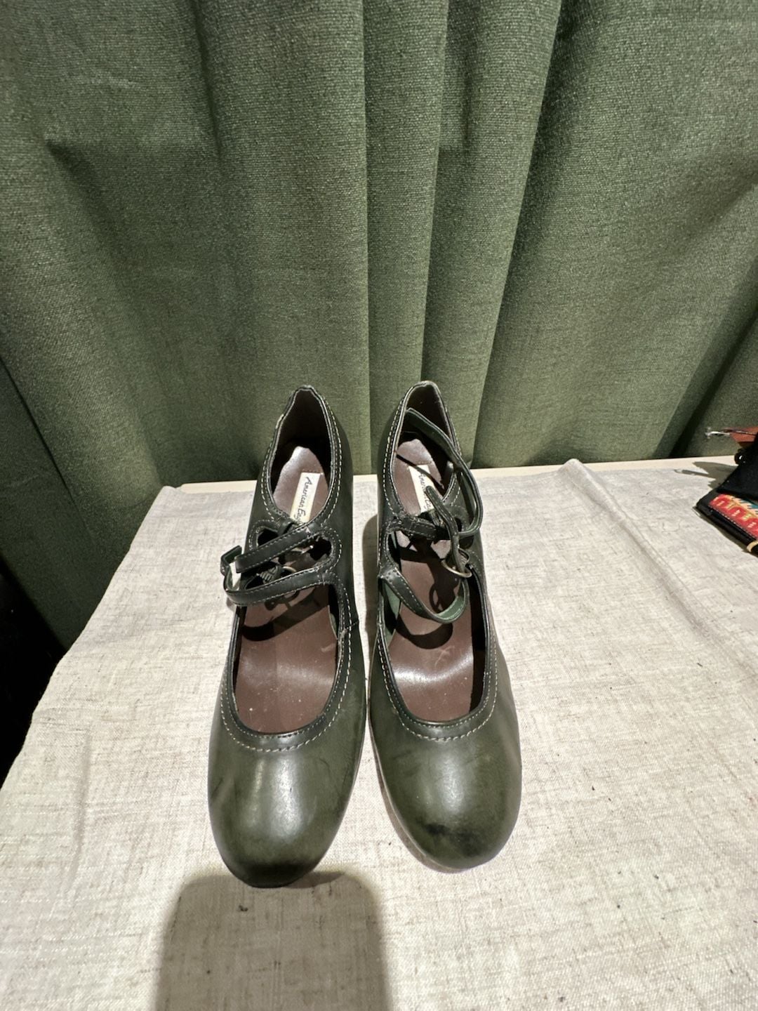 American Eagle Mary Jane Heels Green Leather 2