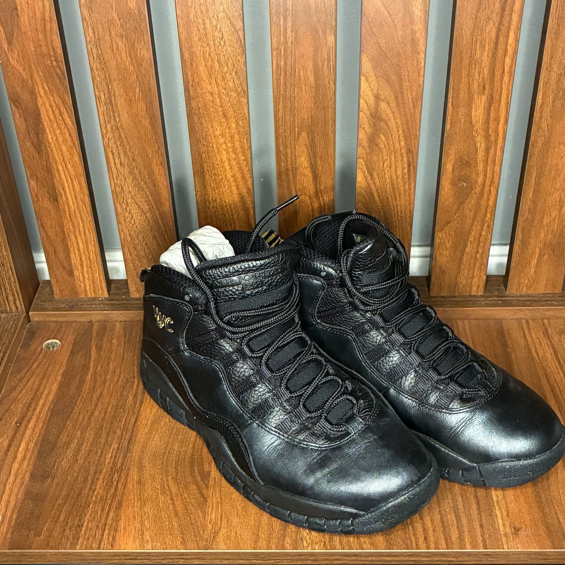 Jordan Air Jordan 10 Retro NYC Size 8 Black Leather Sneakers 2