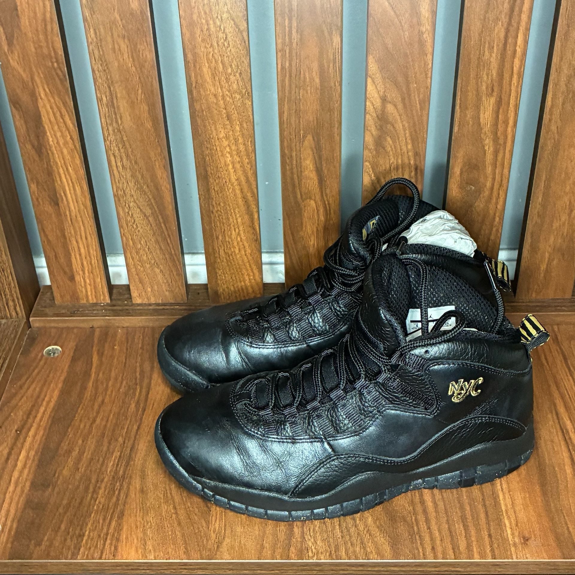 Jordan Air Jordan 10 Retro NYC Size 8 Black Leather Sneakers 3