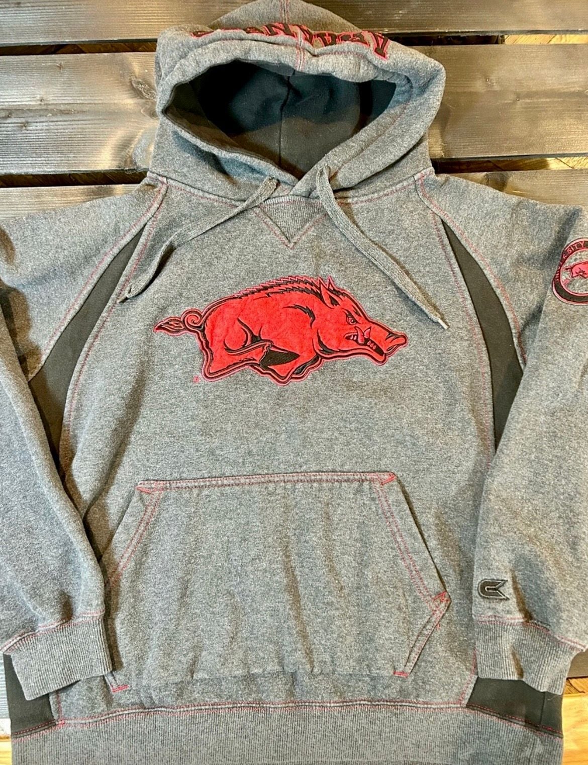 Colosseum Arkansas Razorbacks Hoodie Size XL Gray NCAA Sweatshirt 2