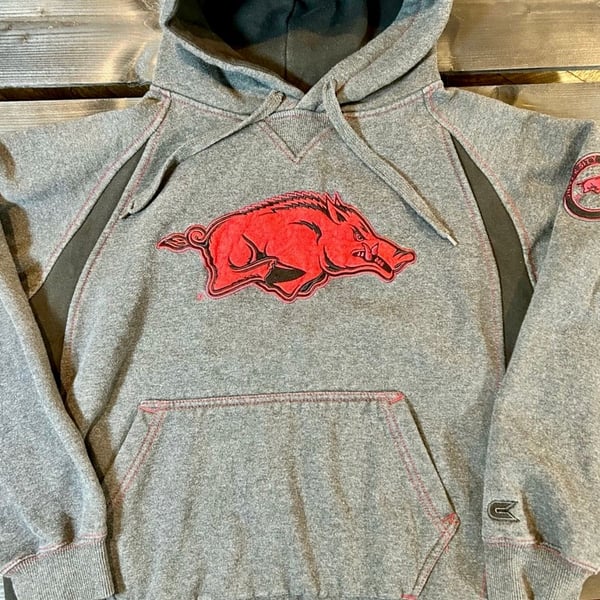 Colosseum Arkansas Razorbacks Hoodie Size XL Gray NCAA Sweatshirt