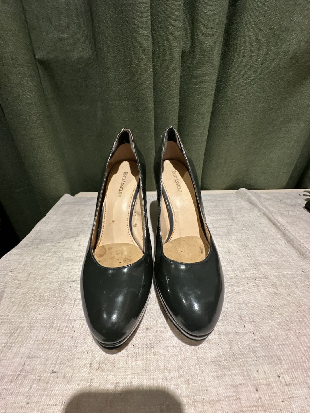 Enzo Angiolini Platform Pumps Patent Leather Gray 2