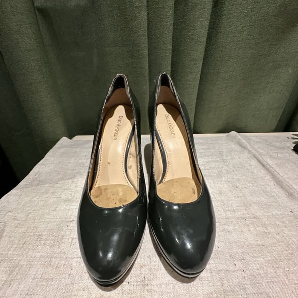 Enzo Angiolini Platform Pumps Patent Leather Gray