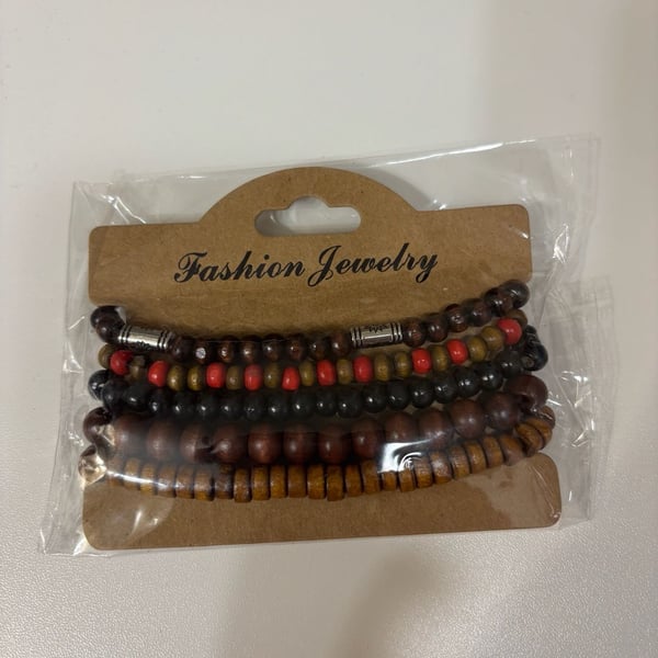 Fashion Jewelry Wooden Bead Bracelet Set Multi-Strand
