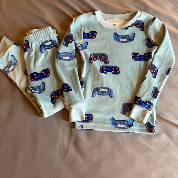 Carter's Video Game Controller Pajama Set Size 5/5A Blue Velour