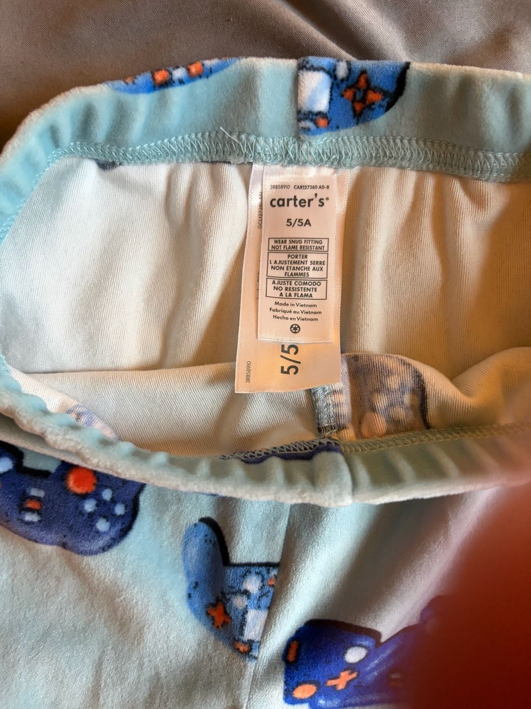 Carter's Video Game Controller Pajama Set Size 5/5A Blue Velour 7