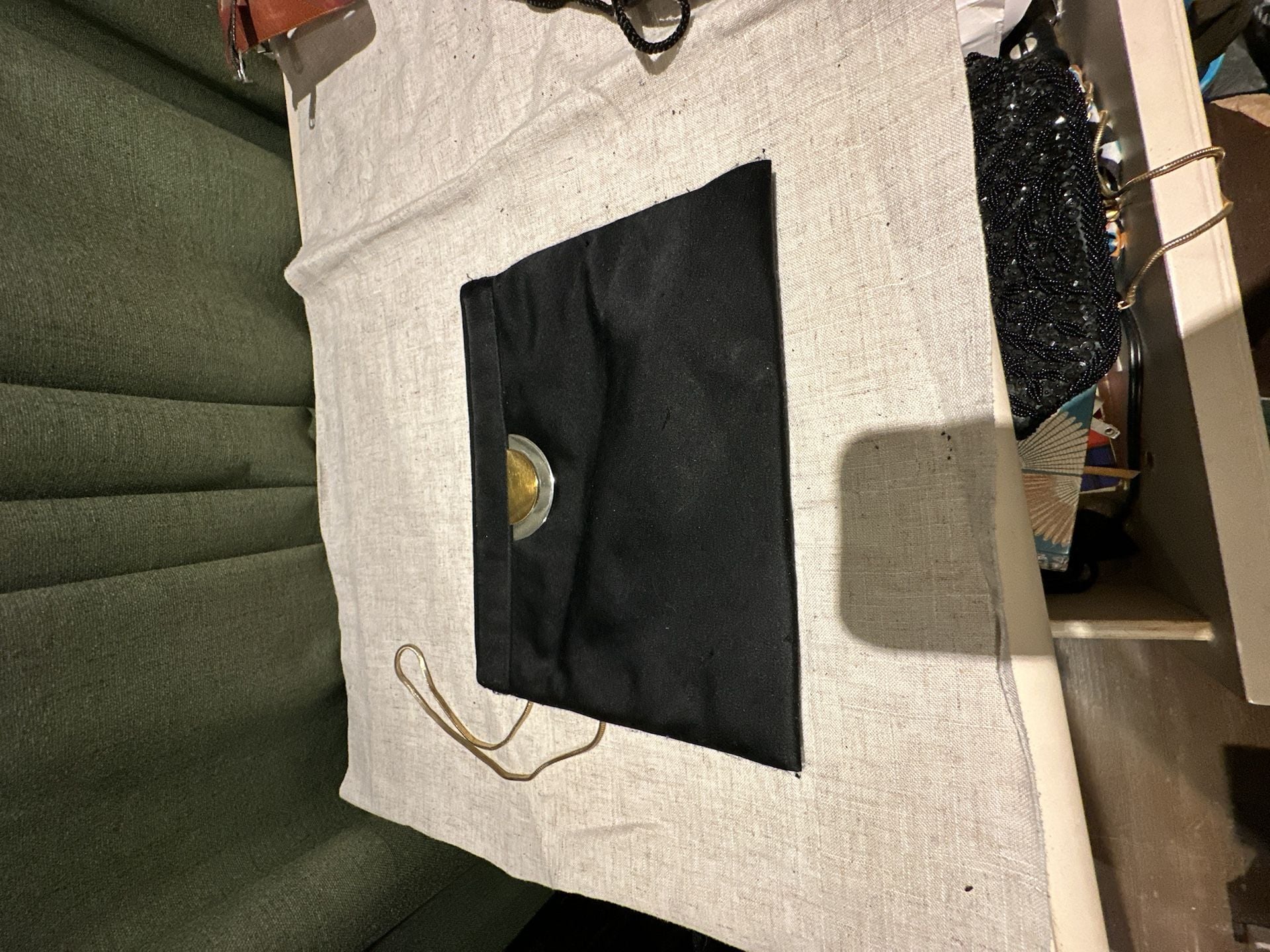 Reva Black Satin Clutch With Chain Strap 5