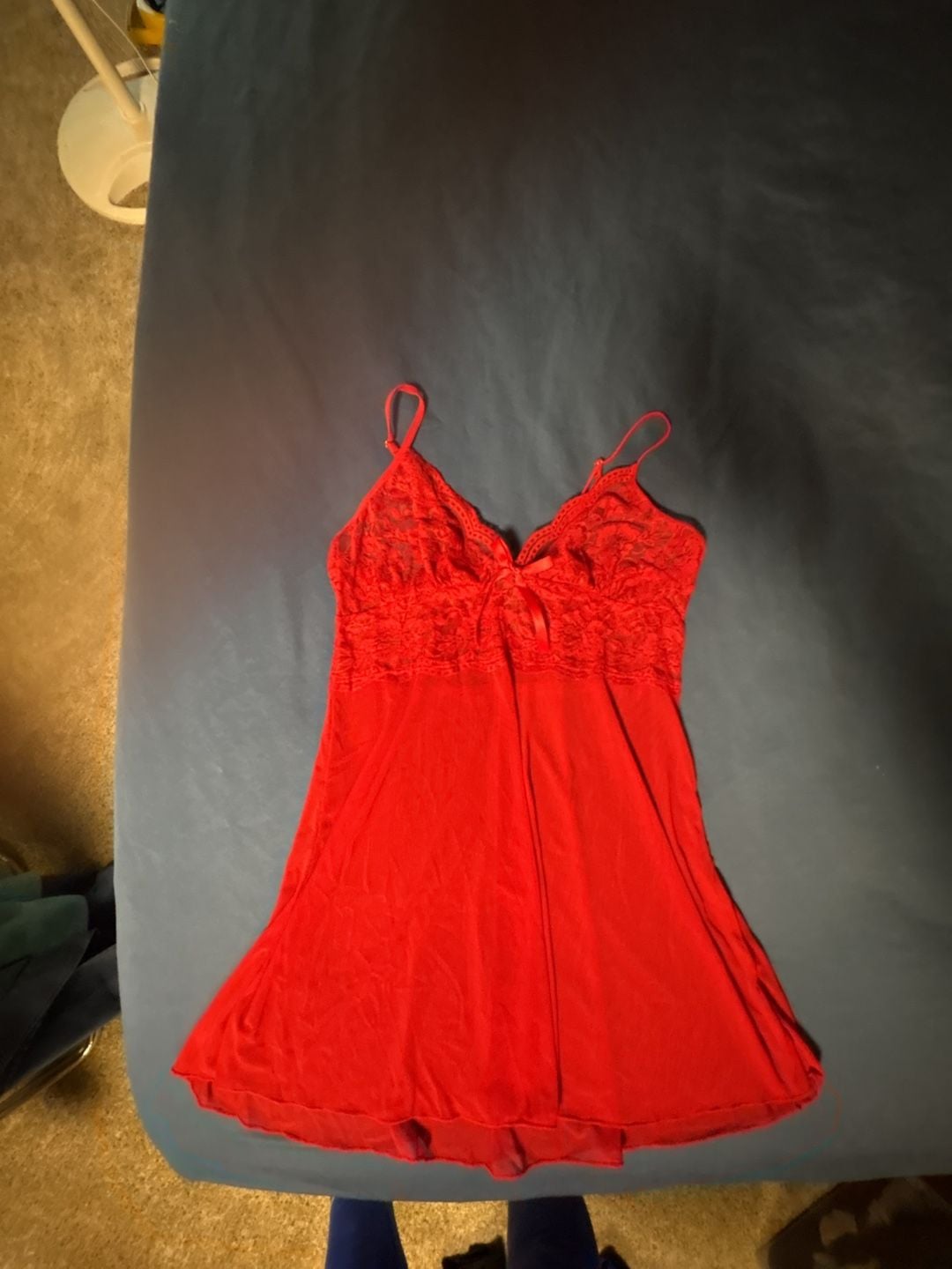 AvidLove Babydoll Lingerie Chemise Size L Red Lace 2