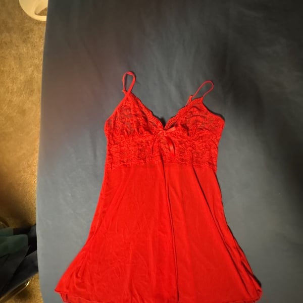 AvidLove Babydoll Lingerie Chemise Size L Red Lace