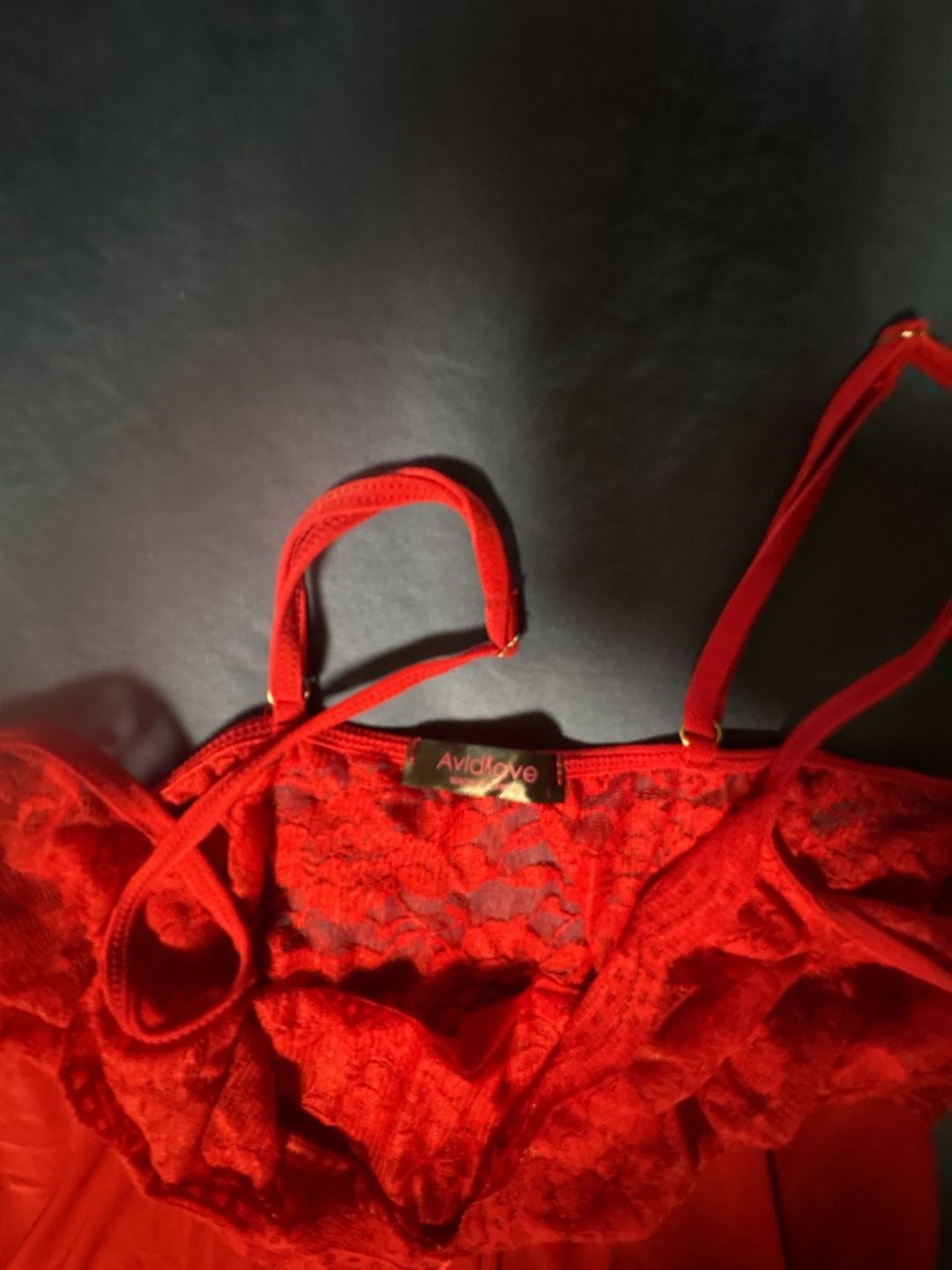AvidLove Babydoll Lingerie Chemise Size L Red Lace 3