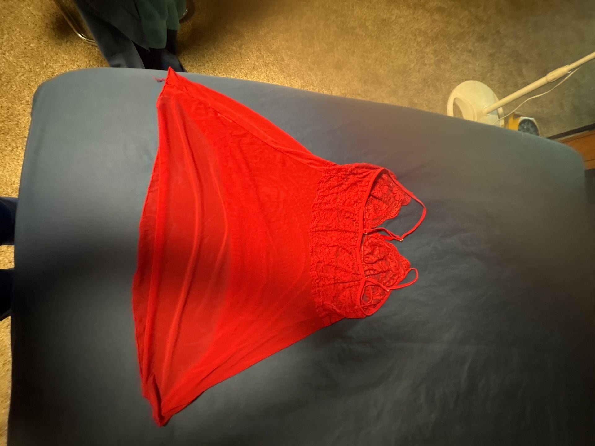 AvidLove Babydoll Lingerie Chemise Size L Red Lace 4