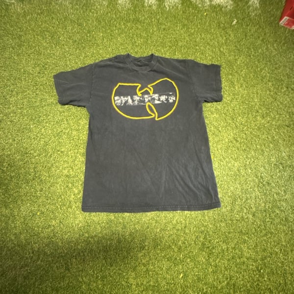 Wu-Tang Clan Vintage Black T-Shirt with Yellow Logo and Photo Panel