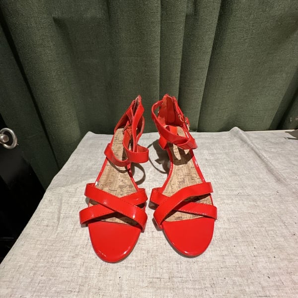Merona Wedge Sandals Red Patent Leather Strappy