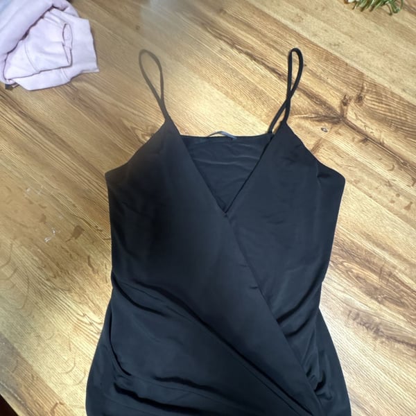 Shinestar Cami Top Size M Black Wrap Front V Neck