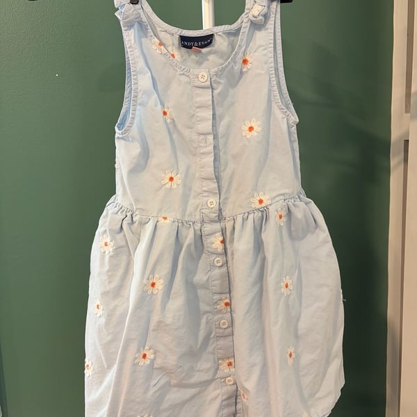 Andy & Evan Dress Size 6X Light Blue Daisy Embroidered