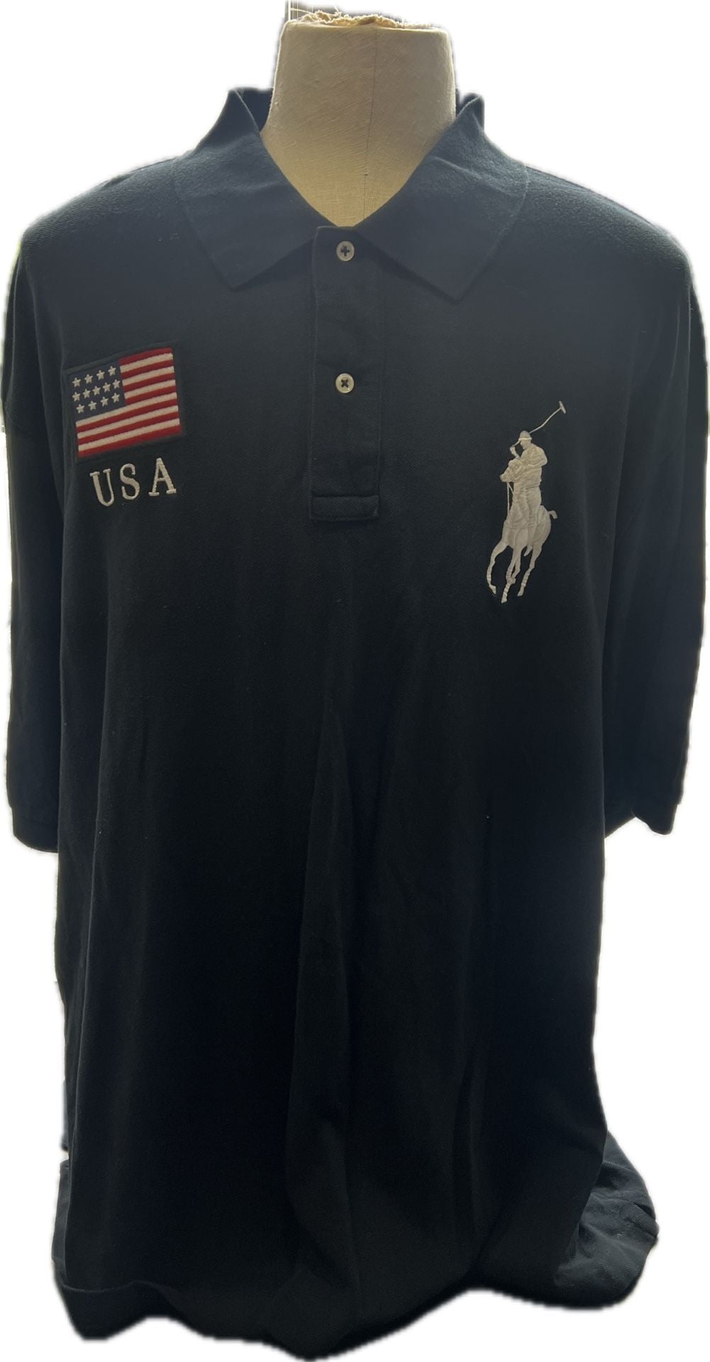 Polo Ralph Lauren USA Flag Polo Size 4XLT Black Big Pony Number 2 Steve 2