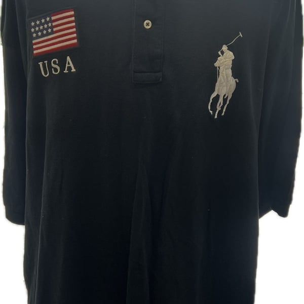 Polo Ralph Lauren USA Flag Polo Size 4XLT Black Big Pony Number 2 Steve