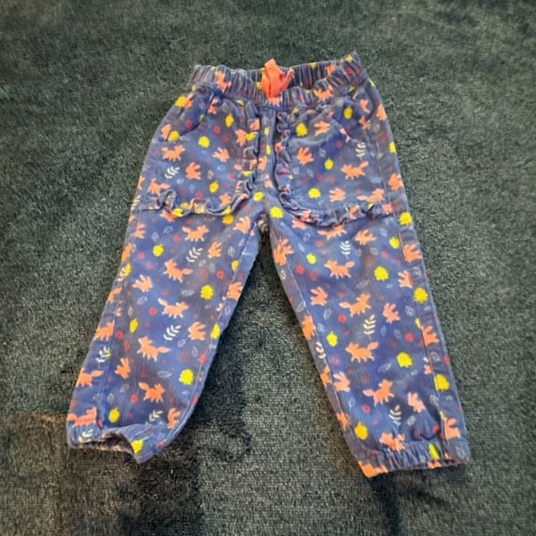 Frenoz Pants 6-12 Months Blue Corduroy Fox Print