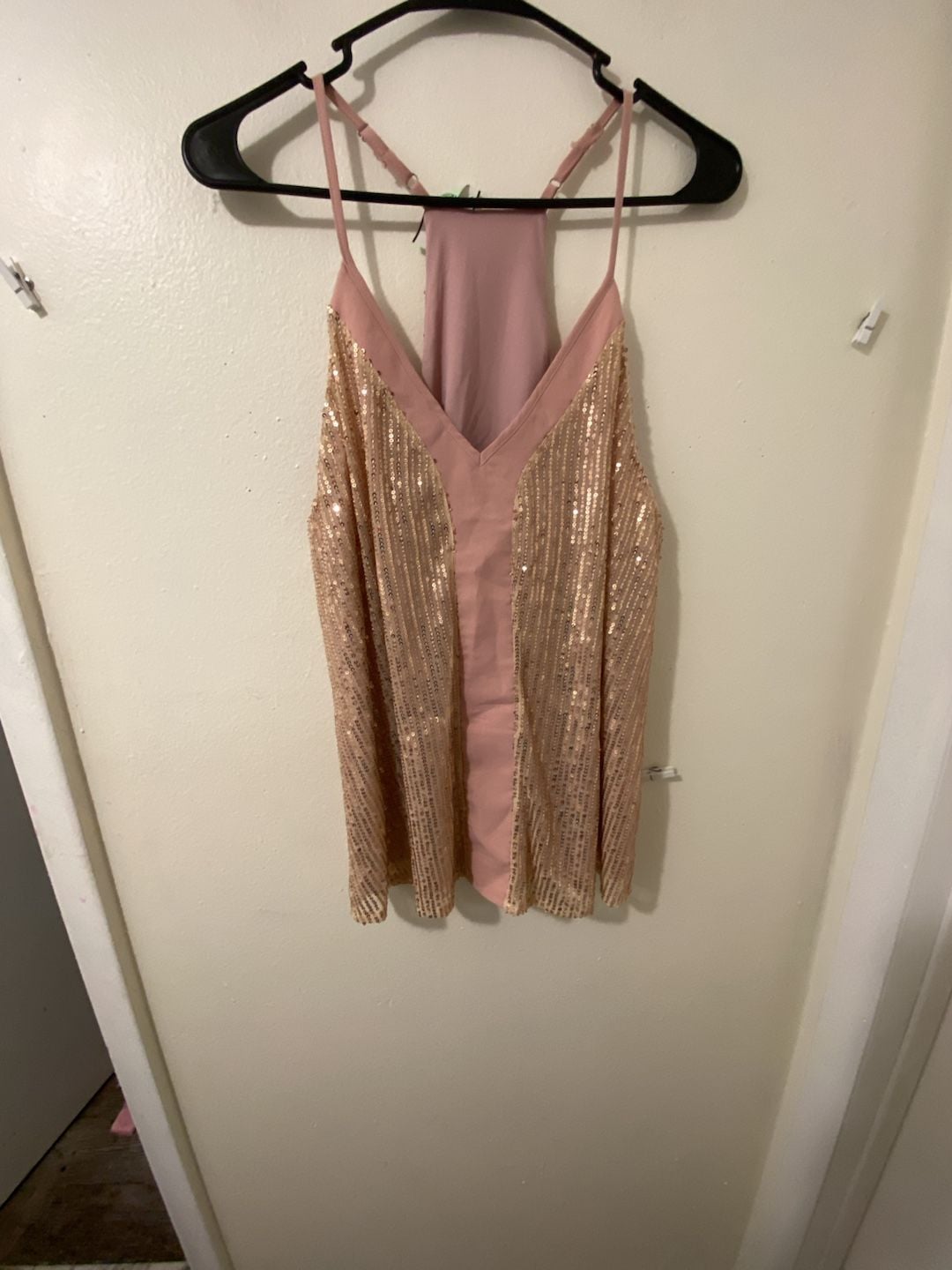 Shein Lune Binding Sequins Cami Top Size Medium Pink 2