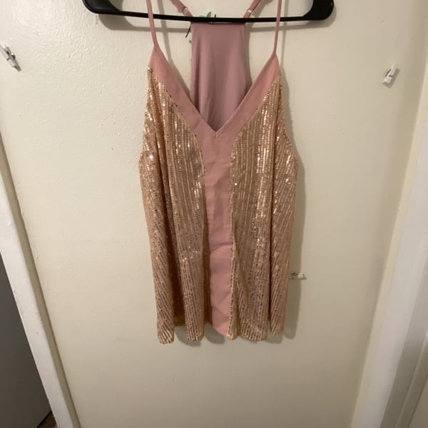 Shein Lune Binding Sequins Cami Top Size Medium Pink