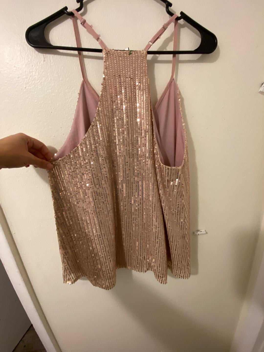 Shein Lune Binding Sequins Cami Top Size Medium Pink 4