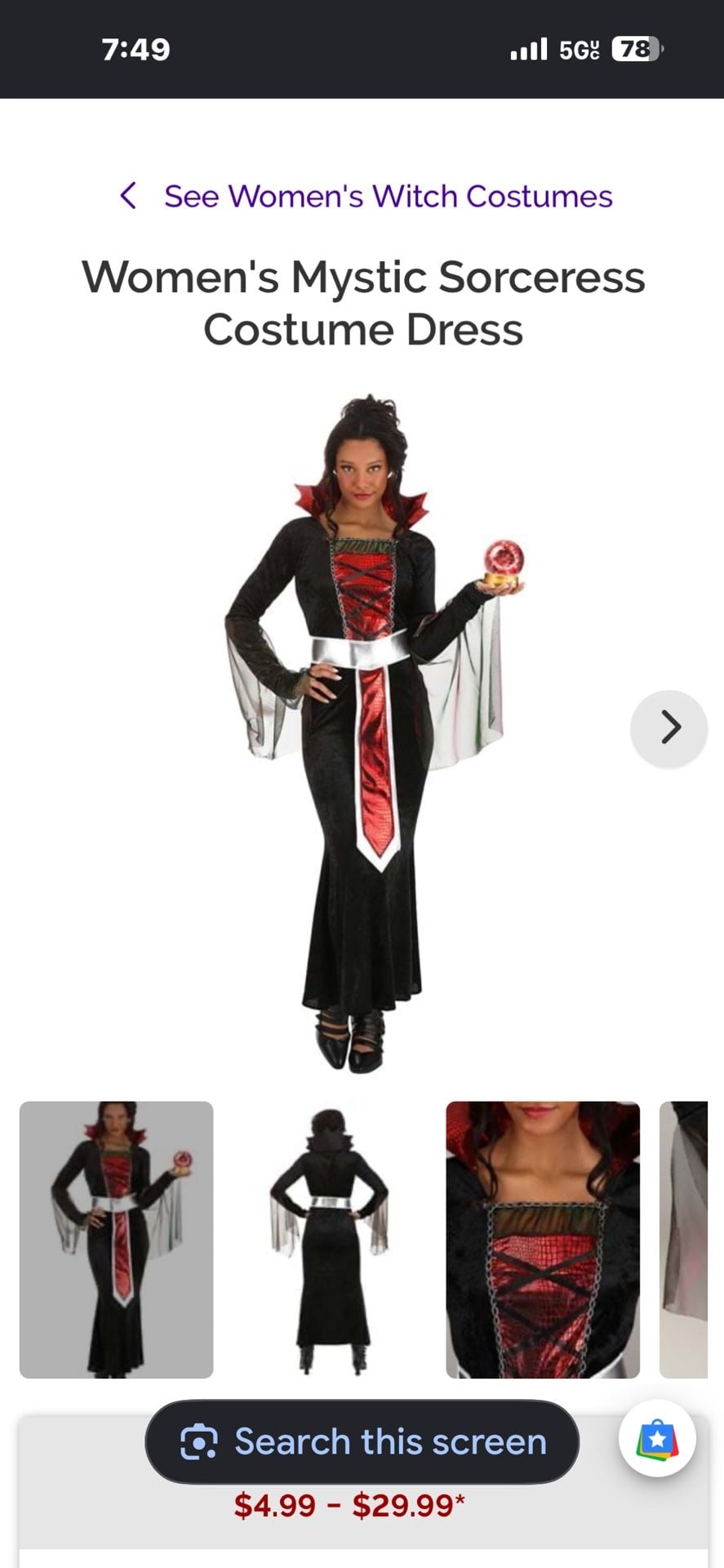Fun.com Mystic Sorcerer Costume Dress Size Medium Adult 6