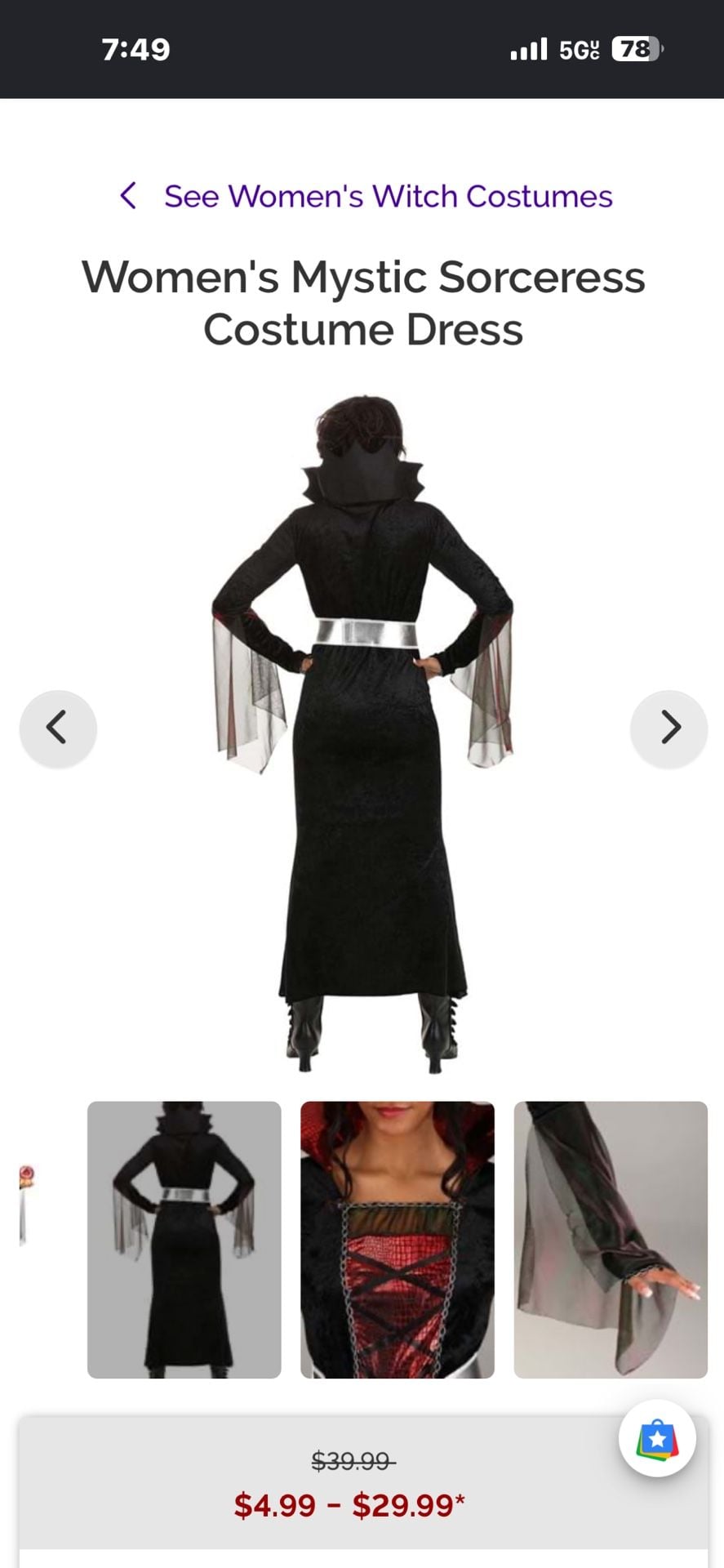 Fun.com Mystic Sorcerer Costume Dress Size Medium Adult 7