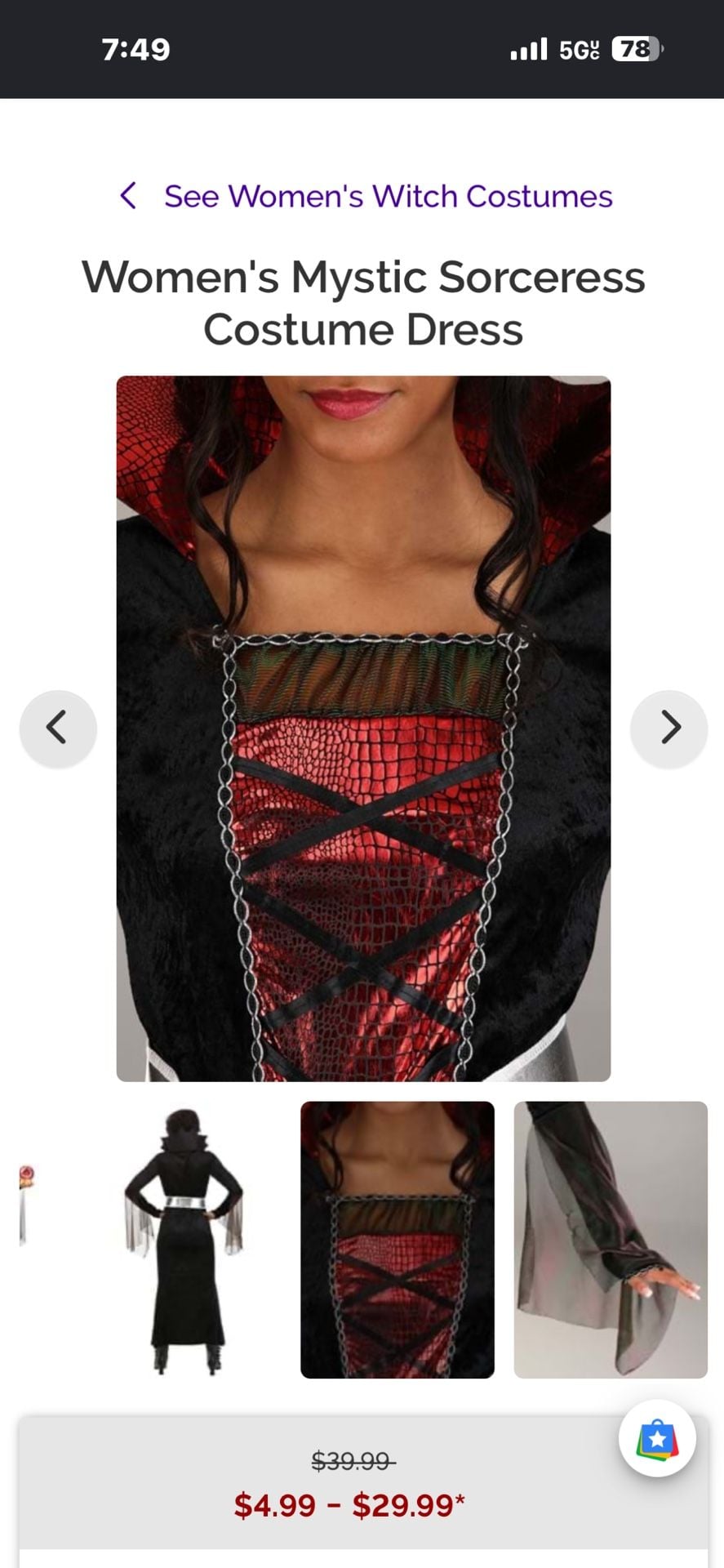 Fun.com Mystic Sorcerer Costume Dress Size Medium Adult 8