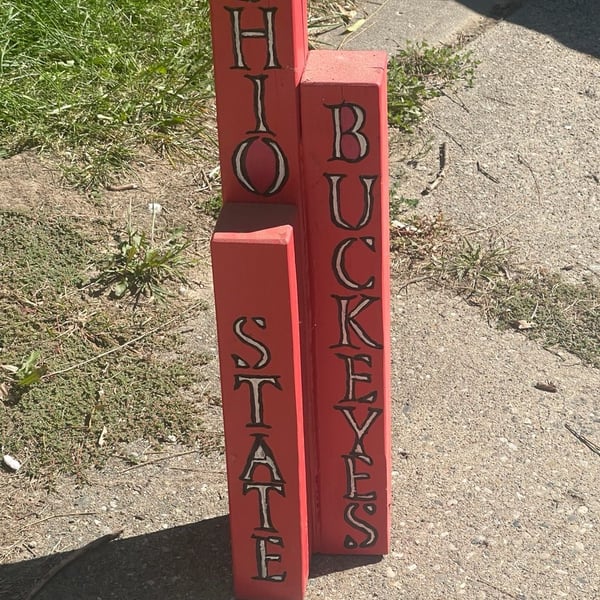 Ohio State Buckeyes Wooden Block Sign